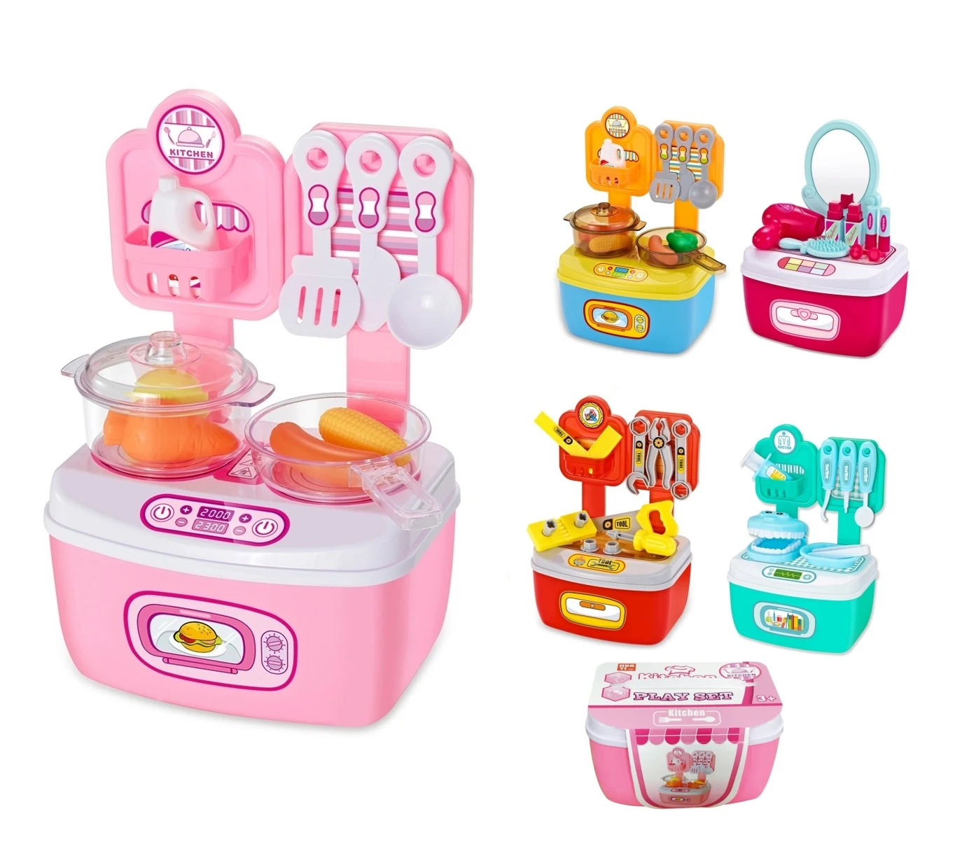 Educational Children  Mini Kitchen Toys Children DIY Mini Cooking doctor beauty tool kinds Toys DIY pretend play party game