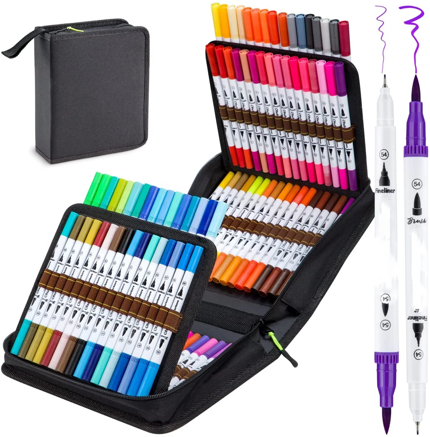 Lifeinfinity 12-120 Colors Dual Tip Brush Pens with Fine liners Art Markers, Watercolor  Highlighters For Adult