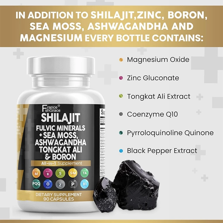 Pure Shilajit Supplement Alt to Shilajit Resin Fulvic Acid & Trace Minerals Shilajit Capsules for Men