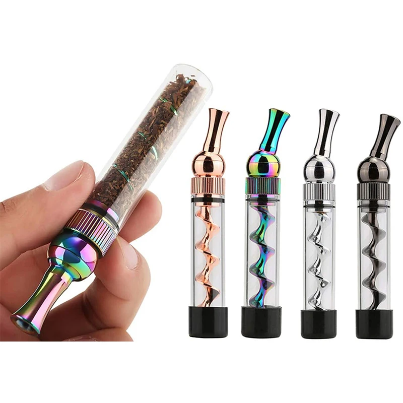 Portable 7PMINI Glass Twisty Blunt Dry Herb Pipe Dry Burning Vapor Smoking Tobacco Filter Pipe Weed Accessories Gift for Men