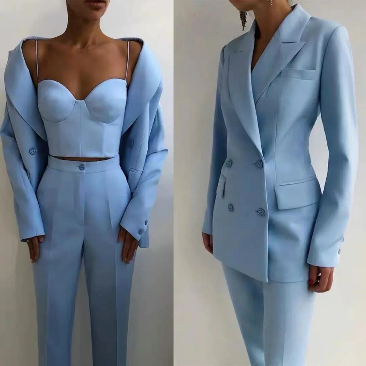 New arrivals high quality red Elegant Women Pants Suit  Long Sleeve Blazer Matching Office Lady 2 Piece Set S-XL