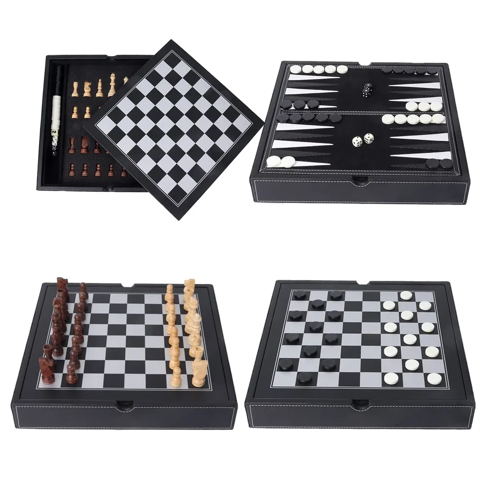 Upgraded leather Chess Set Chess Board Game Set with Crafted Chesspiece & Storage Slots for Kid  Adult