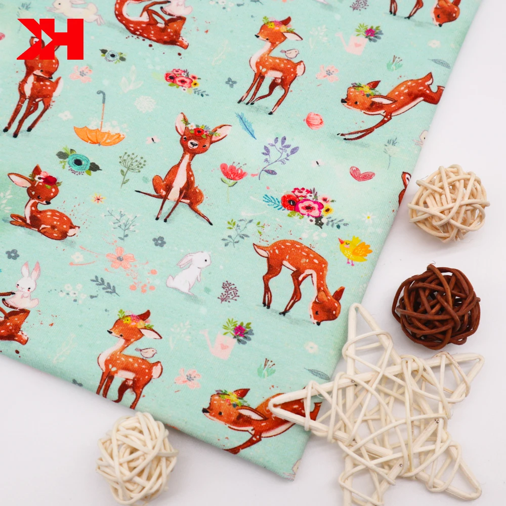 Кан хлопок 95% спандекс 5% детская трикотажная ткань с принтом на заказ