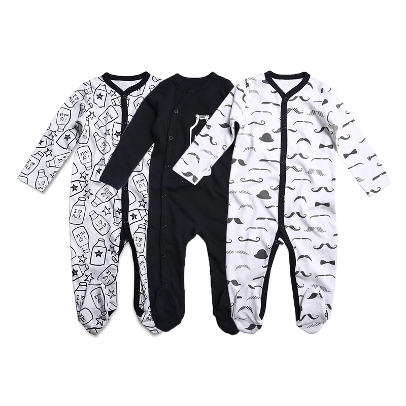 2021 New Cute Newborn Baby Boy Clothes Romper Solid Color Unisex Baby Footed Sleeper Pajamas 0-18 Months