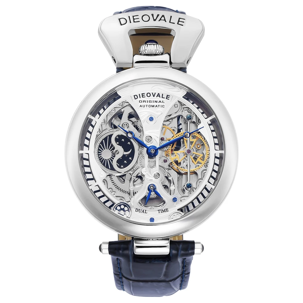 Best selling Men luxury Top Brand Leather Hollow Out design automatic mechanical Watch For Men gift watches