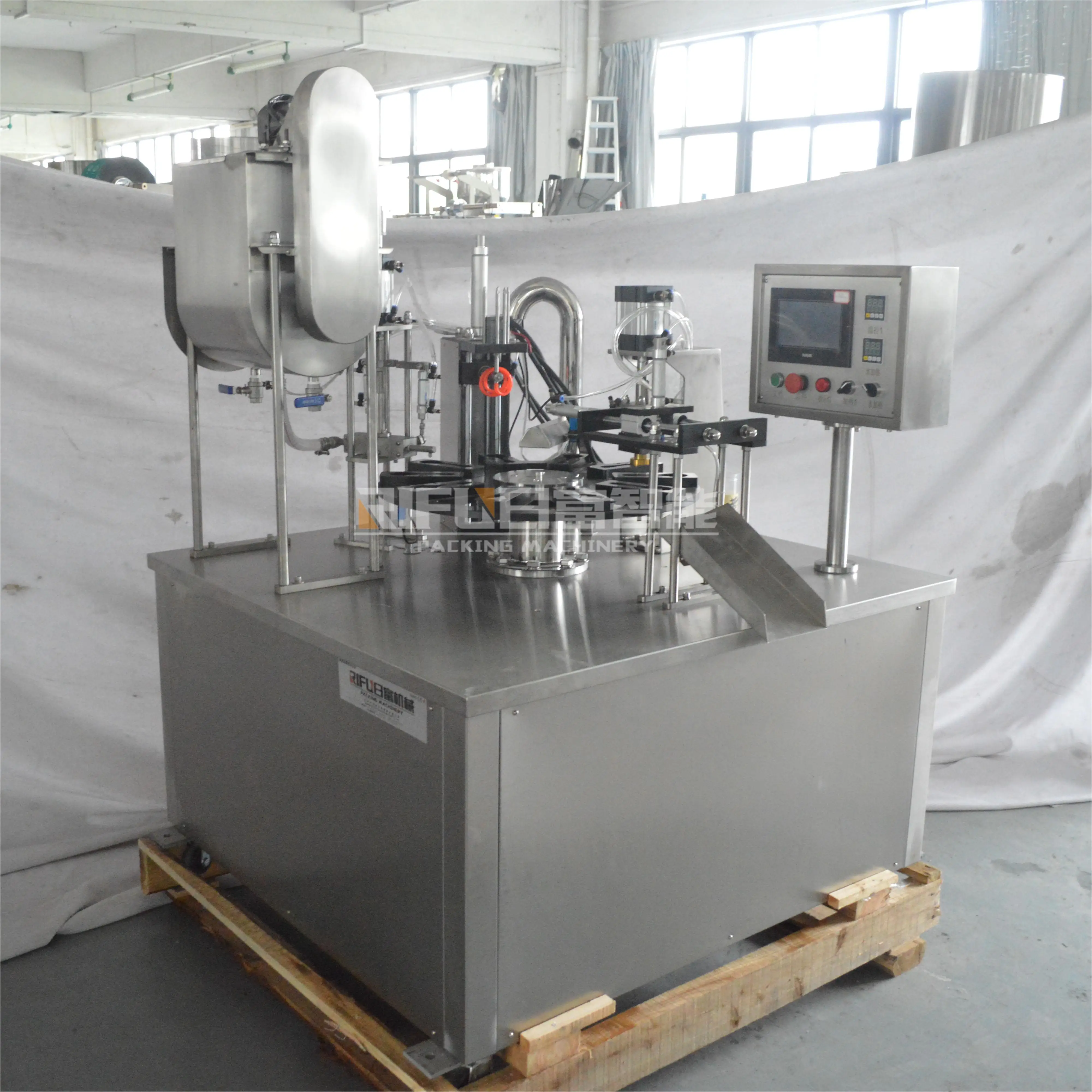 rotary yogurt cup honey spoon filling sealing machine supplier