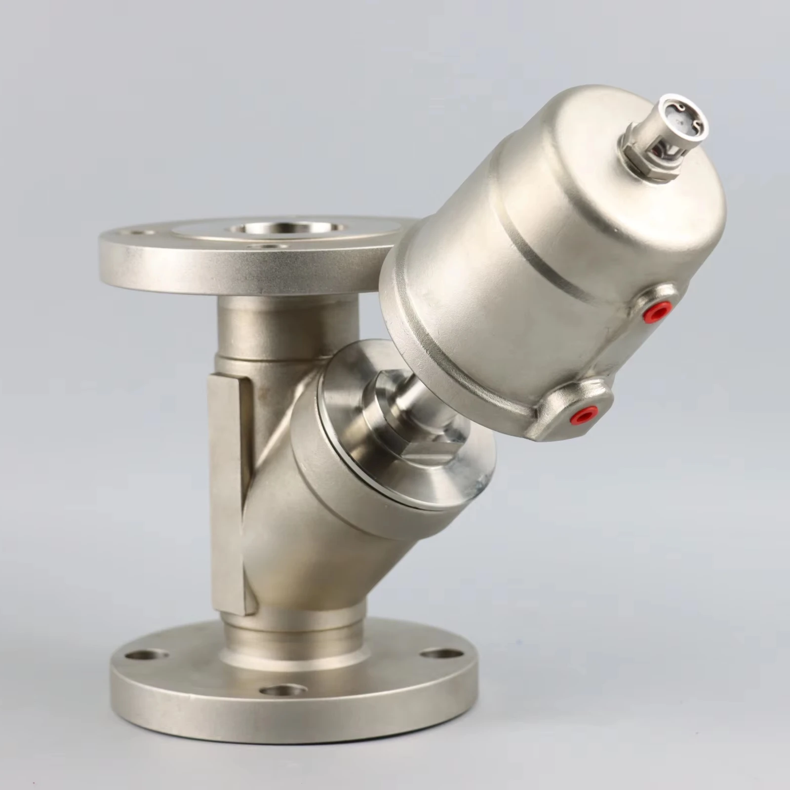 2Inch Stainless Steel SS316L Normal Closed Y Type Waterproof Hammer Flange Pneumatic Angle Seat Valve