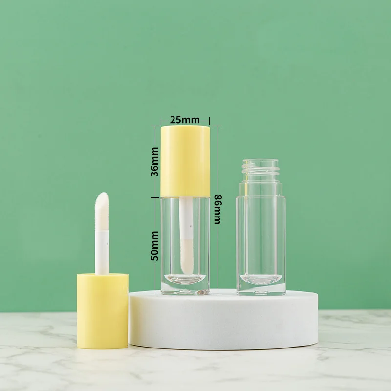 New Arrival Round Plastic Tube Empty Container Large Size Lip Glaze Tube with Big Wand Brush 6ML Lipgloss Tubes for Customize