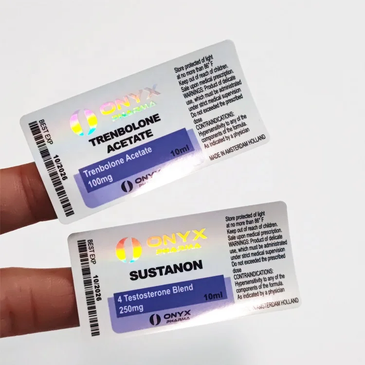 Custom new design Tren Ace Sust labels hologram foil 10ml injection vial label vials label and box