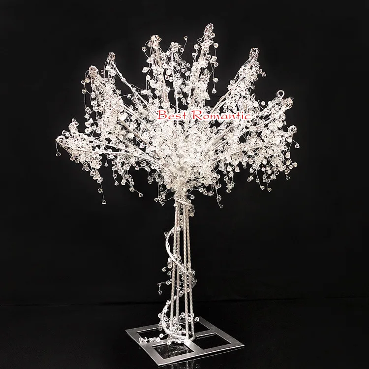 Y-Q061 Wholesale Acrylic Bead Metal Tree Healing Crystal Tree Centerpiece With Led Light For Wedding Event decoration