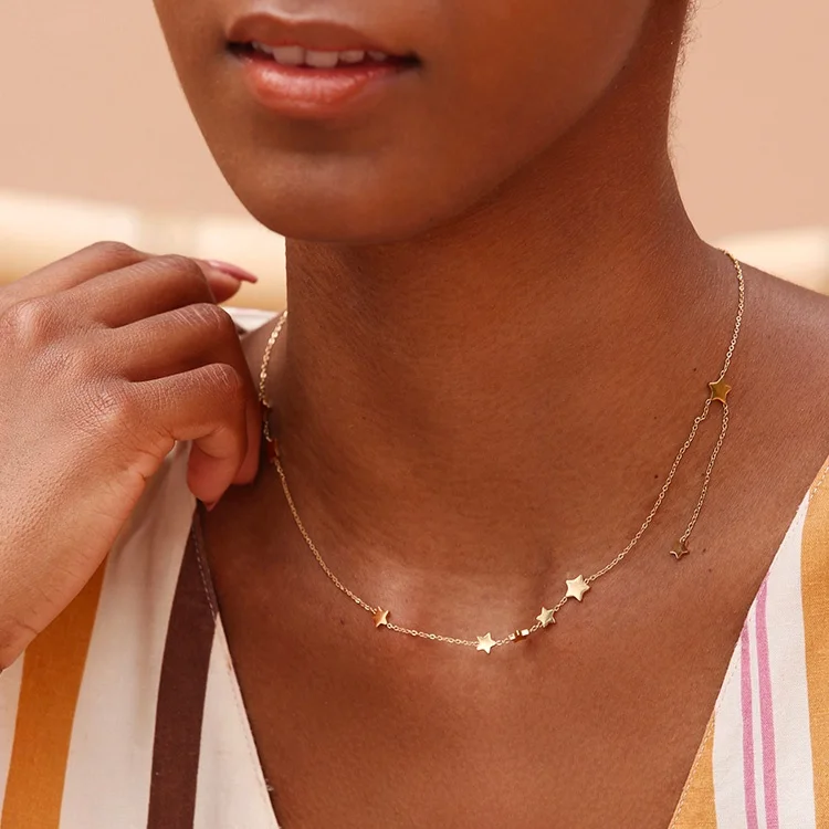 Fashion Star Choker Necklace For Women Best Friend Gift Gold Color Chain Necklaces Fashion Boho Holiday Jewelry P193004