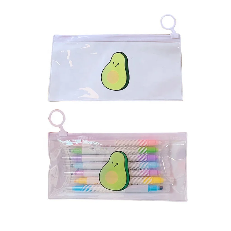 Customize Transparent PVC Pencil Zipper Pouch Bag with Printed Pattern Hot Sale Stationery Promotional Gift Pouch