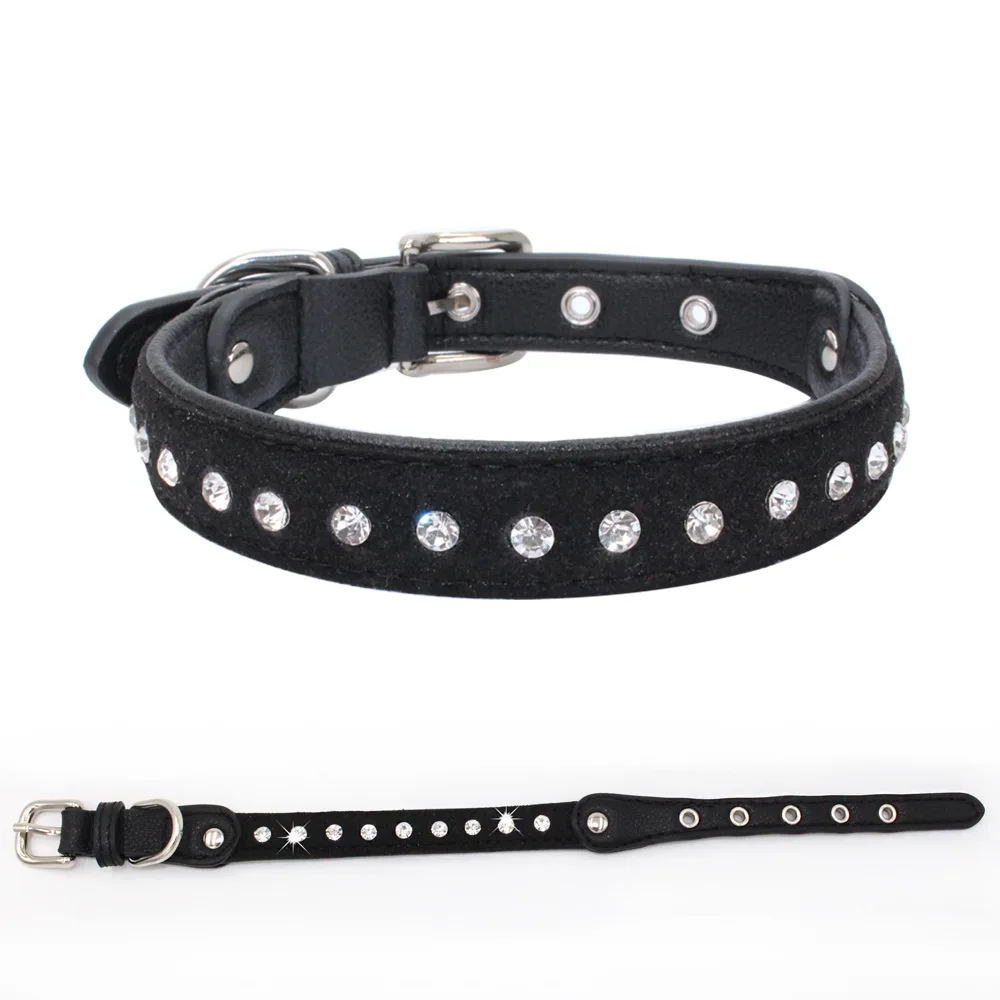 New Private Label Diamond Cow Velvet Pet Collar Rhinestone Dog Collar Leash Set