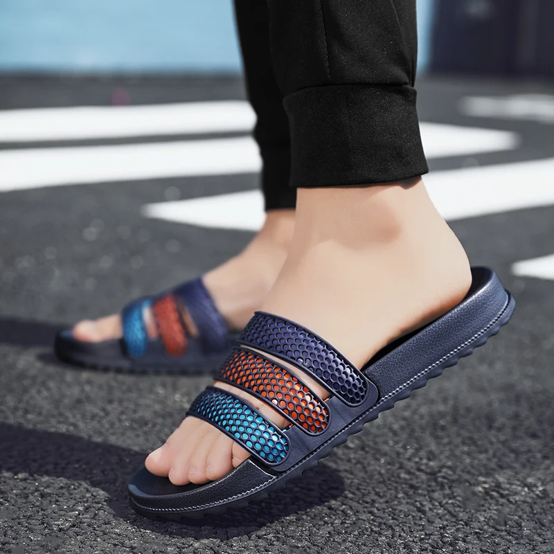 Fashion 2020 Mens Slides Comfort Sports Sandals Beach Casual Summer Shoes, Indoor/Outdoor Flip-Flop Shower Slippers For Men