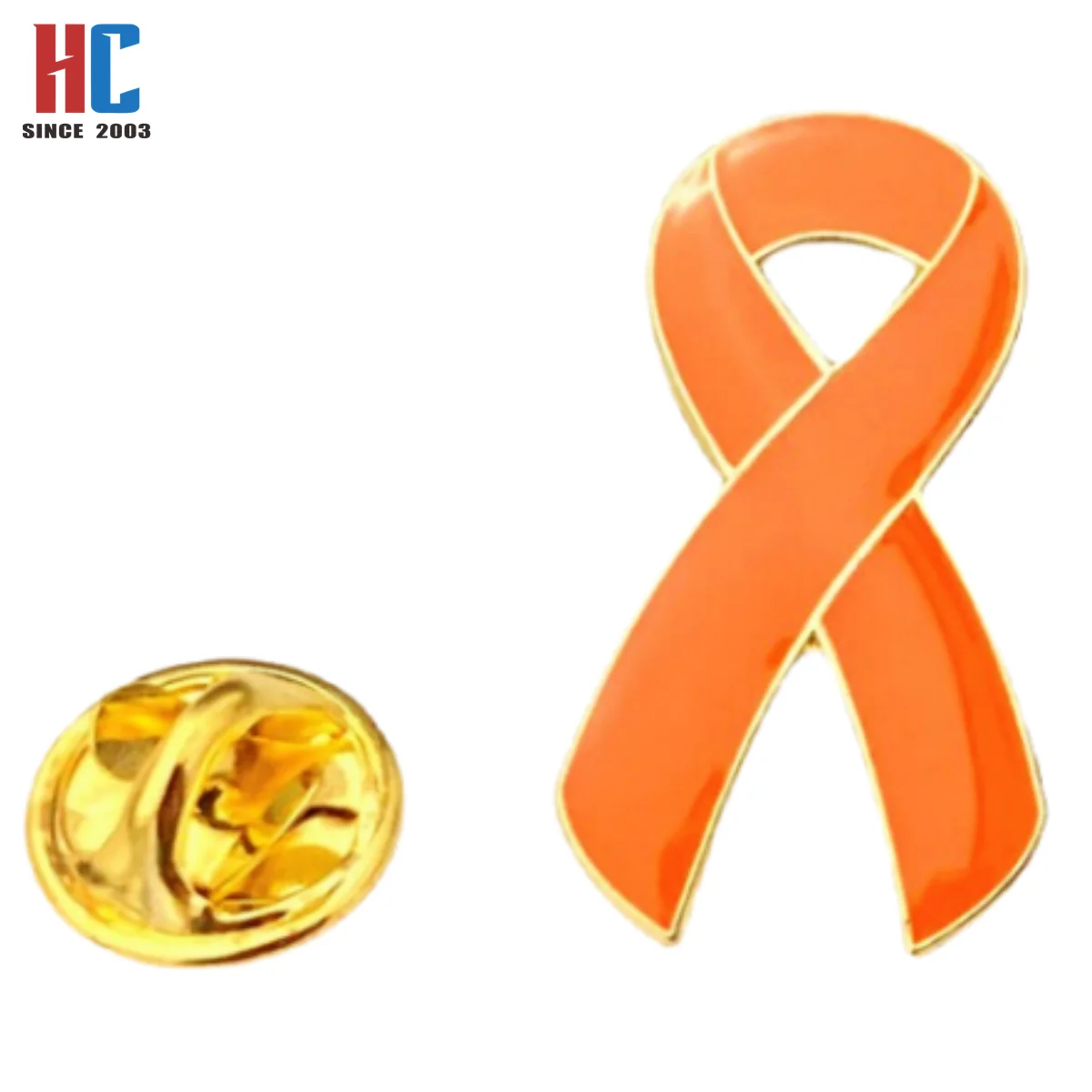 20 Years  Factory Custom Awareness Ribbon Pin For Ladies Women Men Lapel Pin Leukaemia Blood Cancer UK Orange