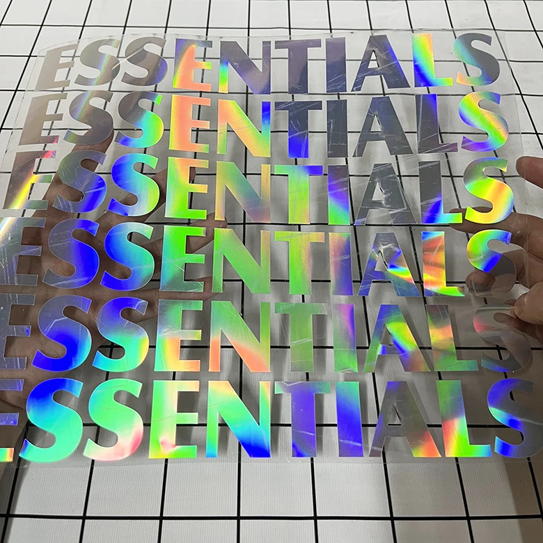 Custom design high quality screen print dtf laser clothing heat transfer thermal sticker label holographic transfer film