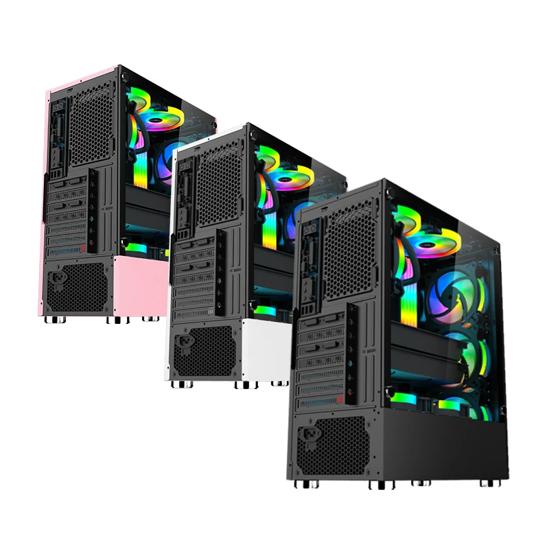 SNOWMAN NEW Coming Wholesale PC Cases RGB Cooling Fan Desktop Gaming MID Tower ATX Gaming PC Computer Case Tower