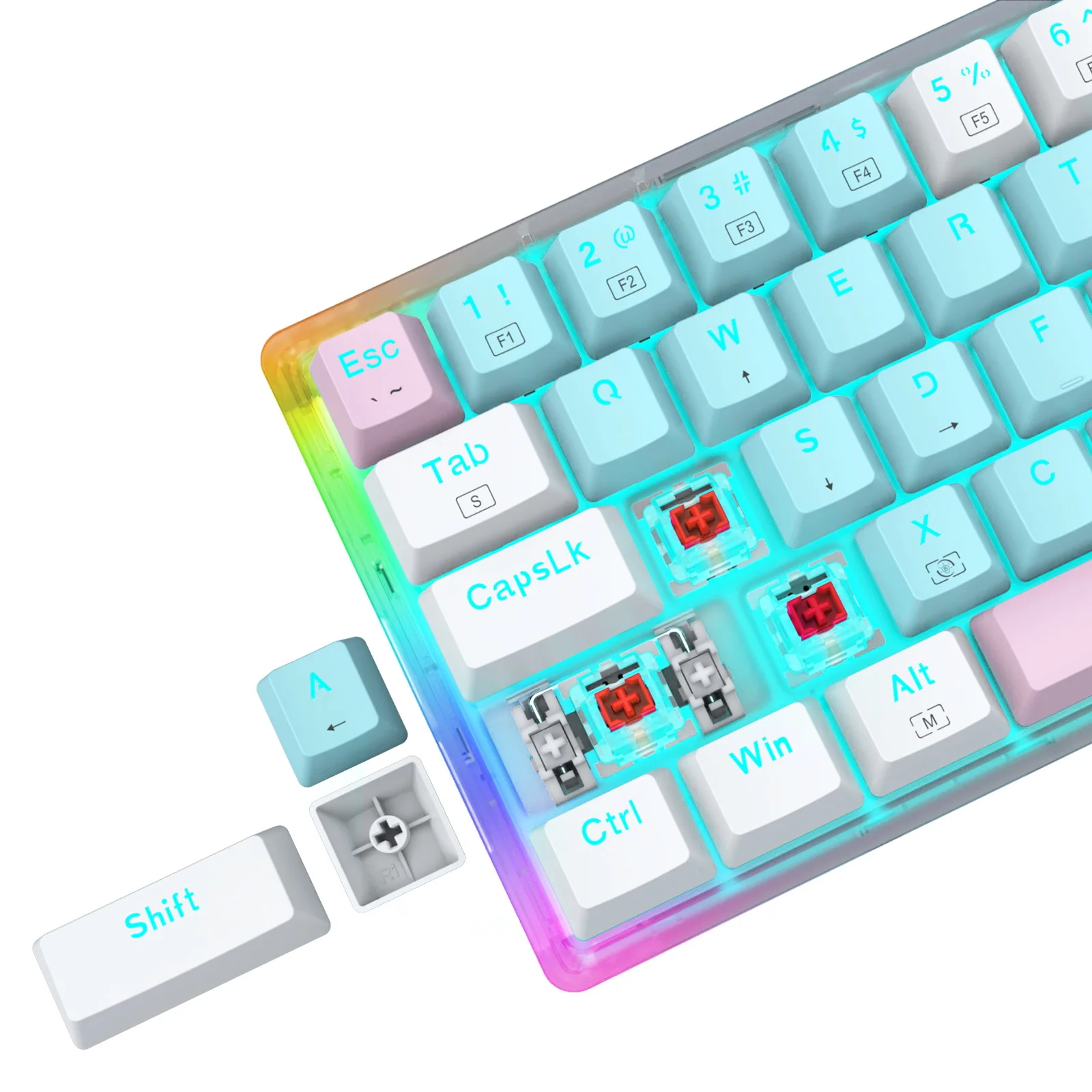 Wholesale High-Quality E-yooso Z11T 60% 61 Keys LED Wired Desktop Mechanical Computer Gaming Keyboard for Gamers