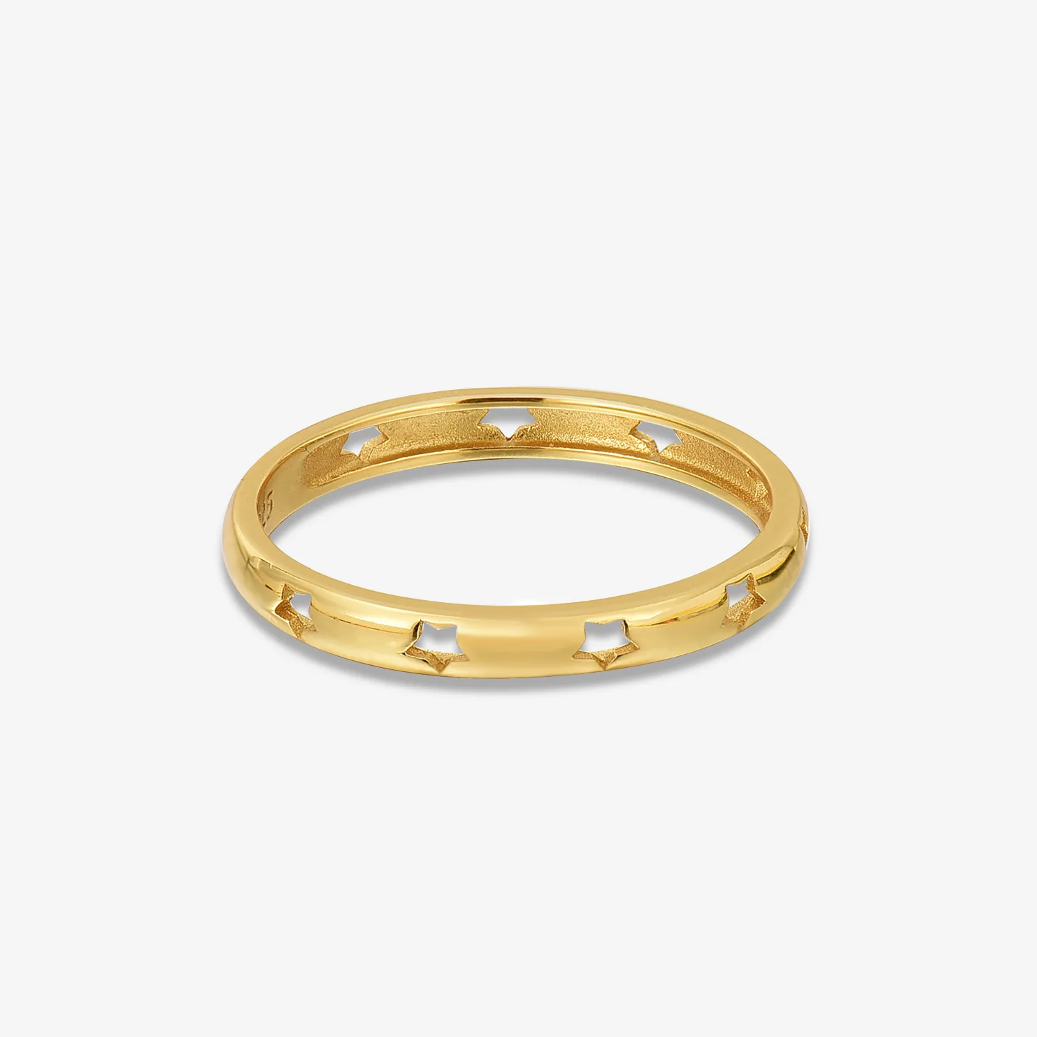 Trendy Star Shaped Ring 925 Sterling Silver 18k Gold Plated Hollow Star Finger Ring for Women