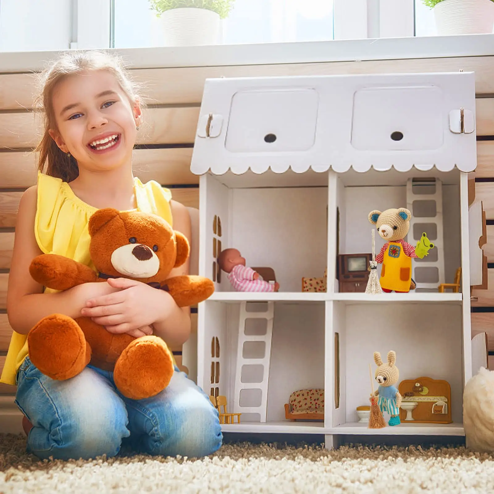 Natural Broom with Wood Handle Retro Soft Straw Broom for Cleaning Use it as a Decoration Wedding Witch Broom