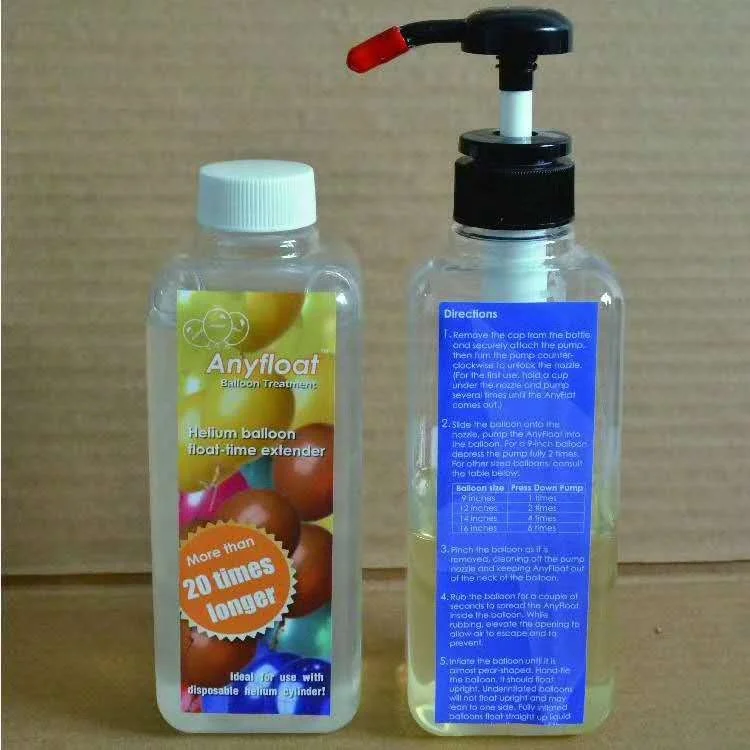 Helium Gel Ultra Liquid for balloons extends average time of keeping helium in a balloon will float from 2 to 3 days Pump