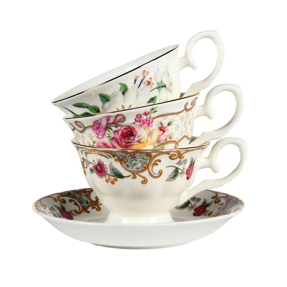 Simple design Kapok design royal turkish tea cups fine bone china tea cups saucers