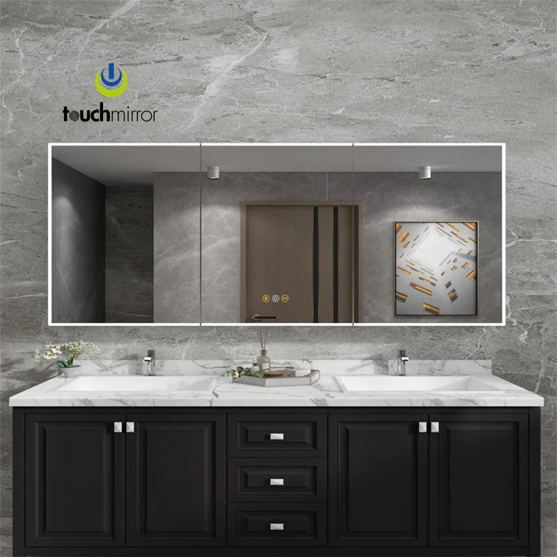 Illuminated led bathroom Wall vanity mirror cabinets with led light For Toilet