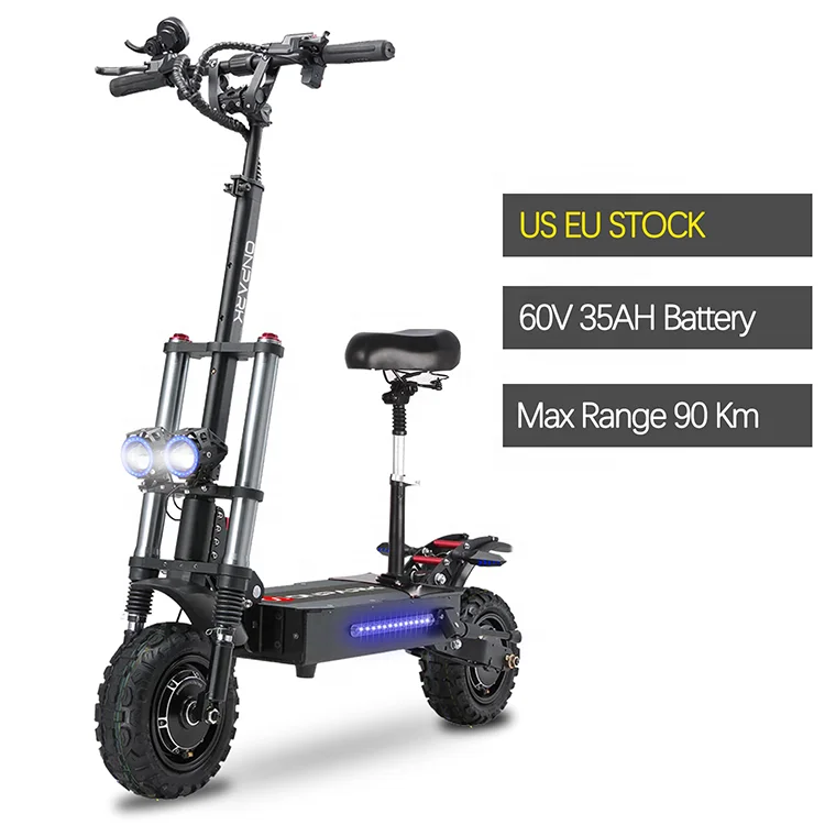 EU 60V 38Ah 6000W 5600w 80km h Dual Motor 11 Inch Electric OffRoad Adult E Scooter