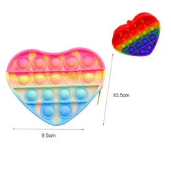 Cartoon Silicone Wallets Coin Zipper Push Popping Fidgets Key Chain Pop Fidget Toys Silicone Popper Pouch