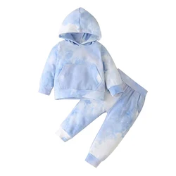 Wholesale Kids Jogger Suits Children Boys Girls Tie Dye Hooded Pullover Baby Tracksuit