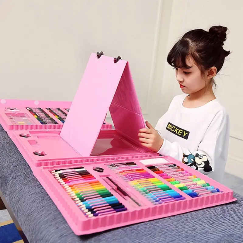 Joybox 208pcs Colors Double Head Marker Pen Brushes Pencil Case Draw Art stationery Rolling Kids Painting Drawing Toy Art Set