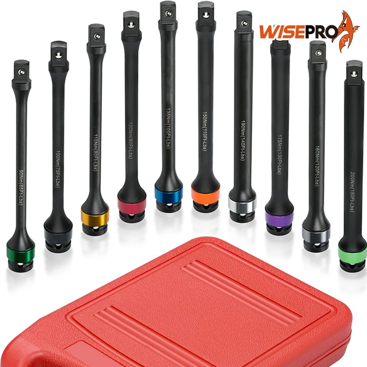 Torque Limiting Extension Bar, 10-Piece Set | 1/2-Inch Drive, 8-Inch Length | 65 to 150 Ft-Lbs