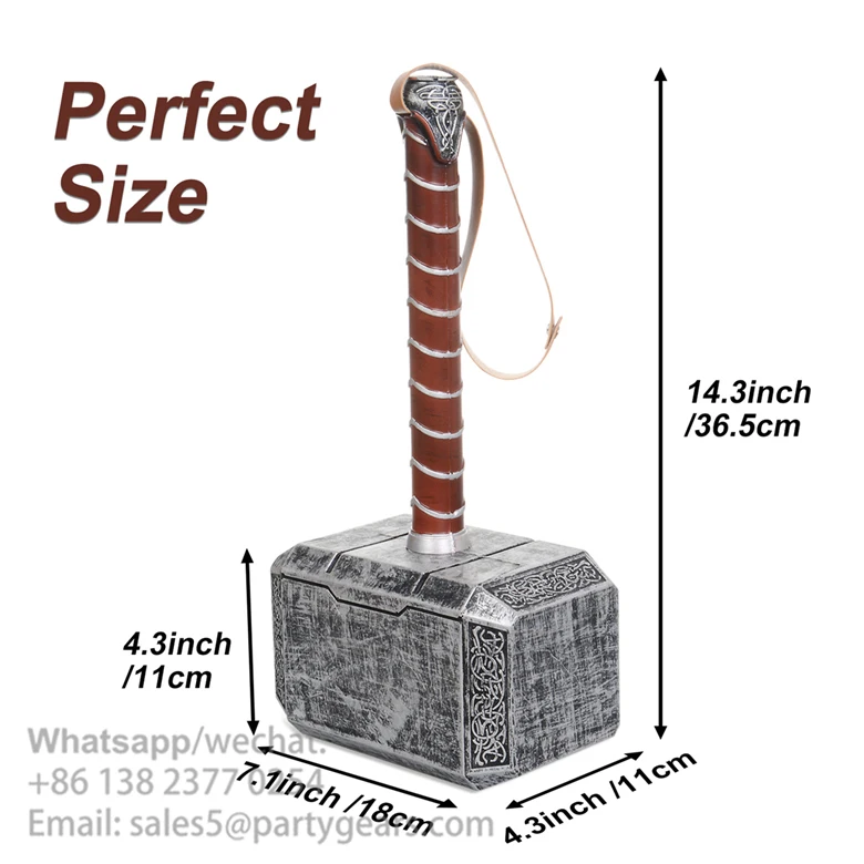 New Design Removable Kids Toy Hammer Halloween Cosplay Costume Props Accessories Pu Foam Safe Soft Thor Hammer