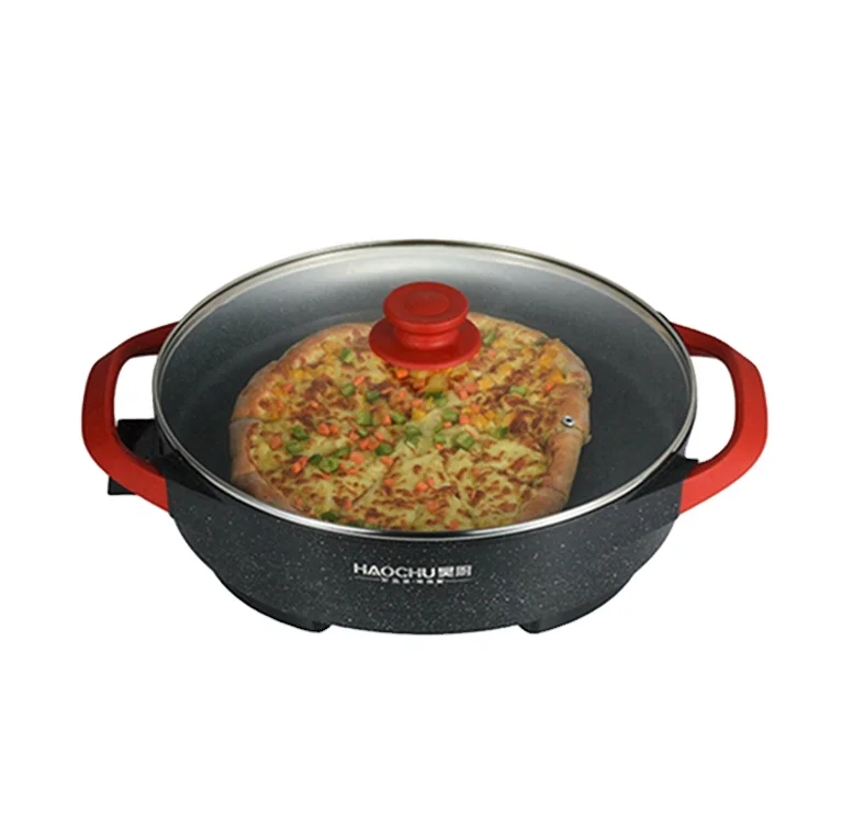 
Самая популярная круглая сковорода для пиццы с антипригарным покрытием, круглая электрическая сковорода для приготовления пищи, для белой керамической жарки 