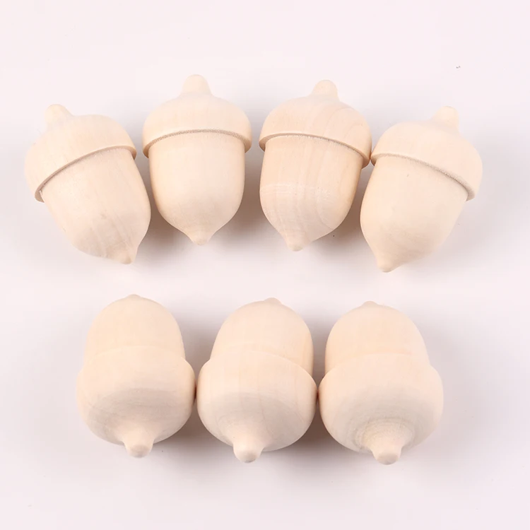 Wholesale small crafts home decor unfinished wood ornaments wooden mini acorn for kid diy painting