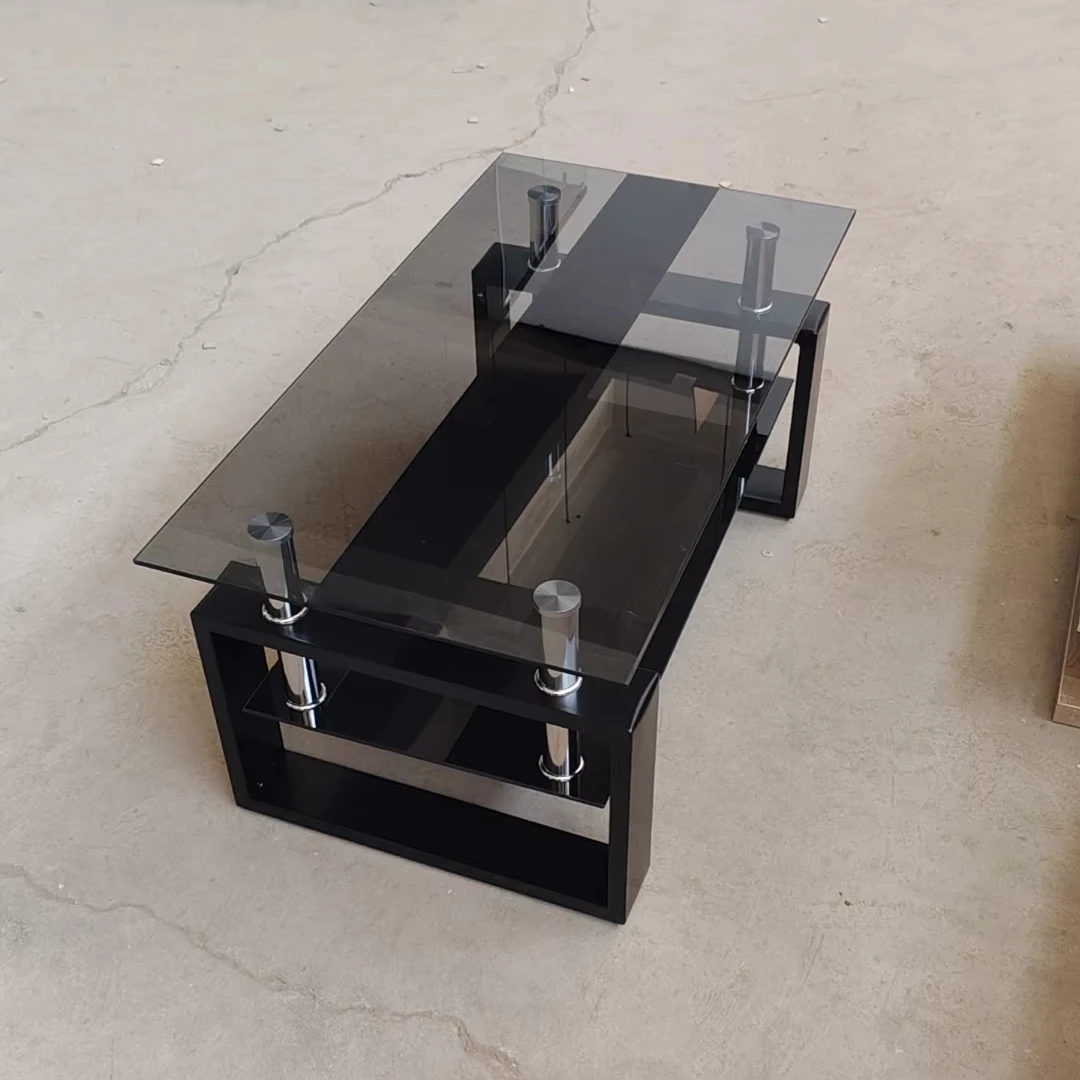 new designed beautiful black grey metal leg center table