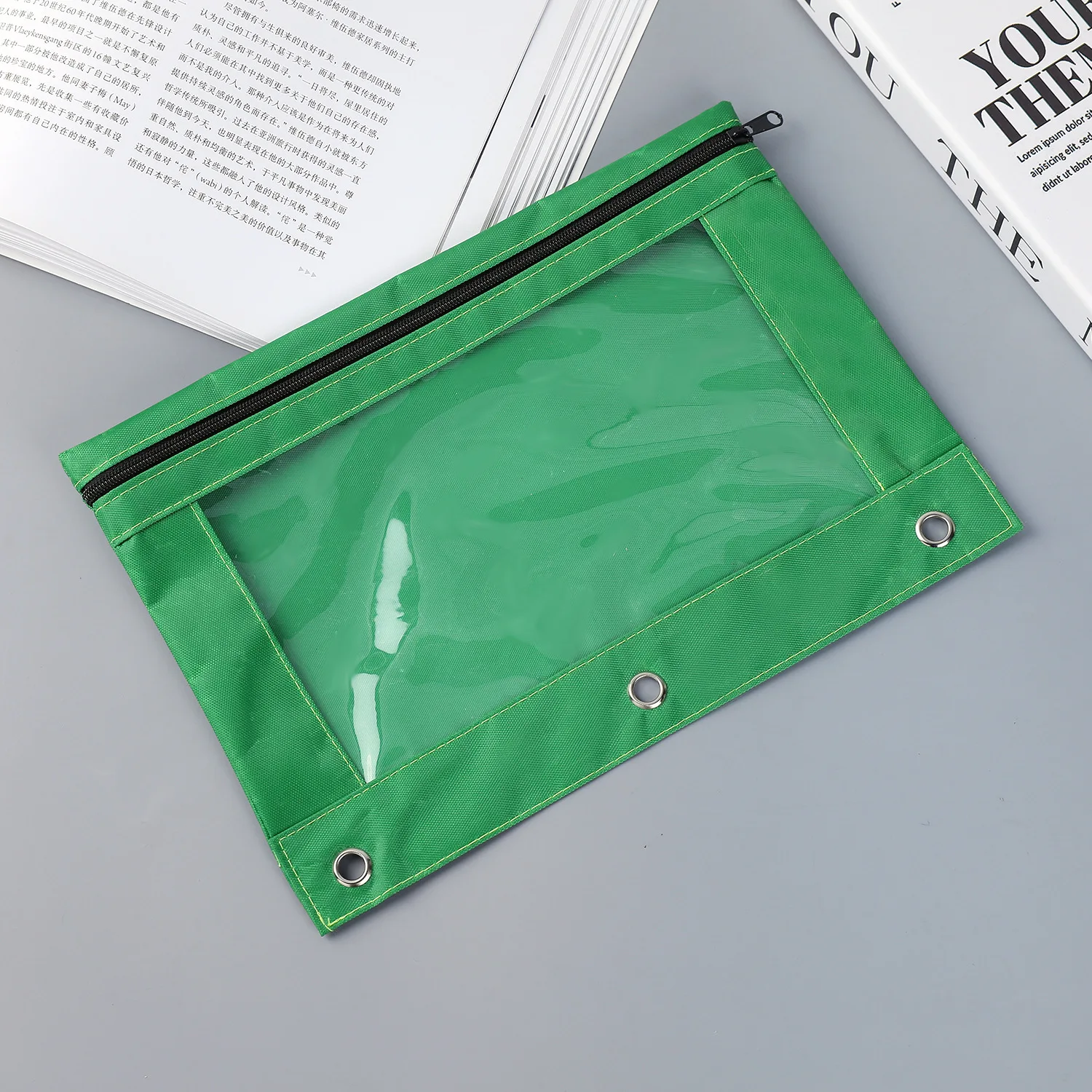 Three-hole file pencil case Oxford Cloth Binder Office B5 stationery bag Large capacity pen bag storage bag