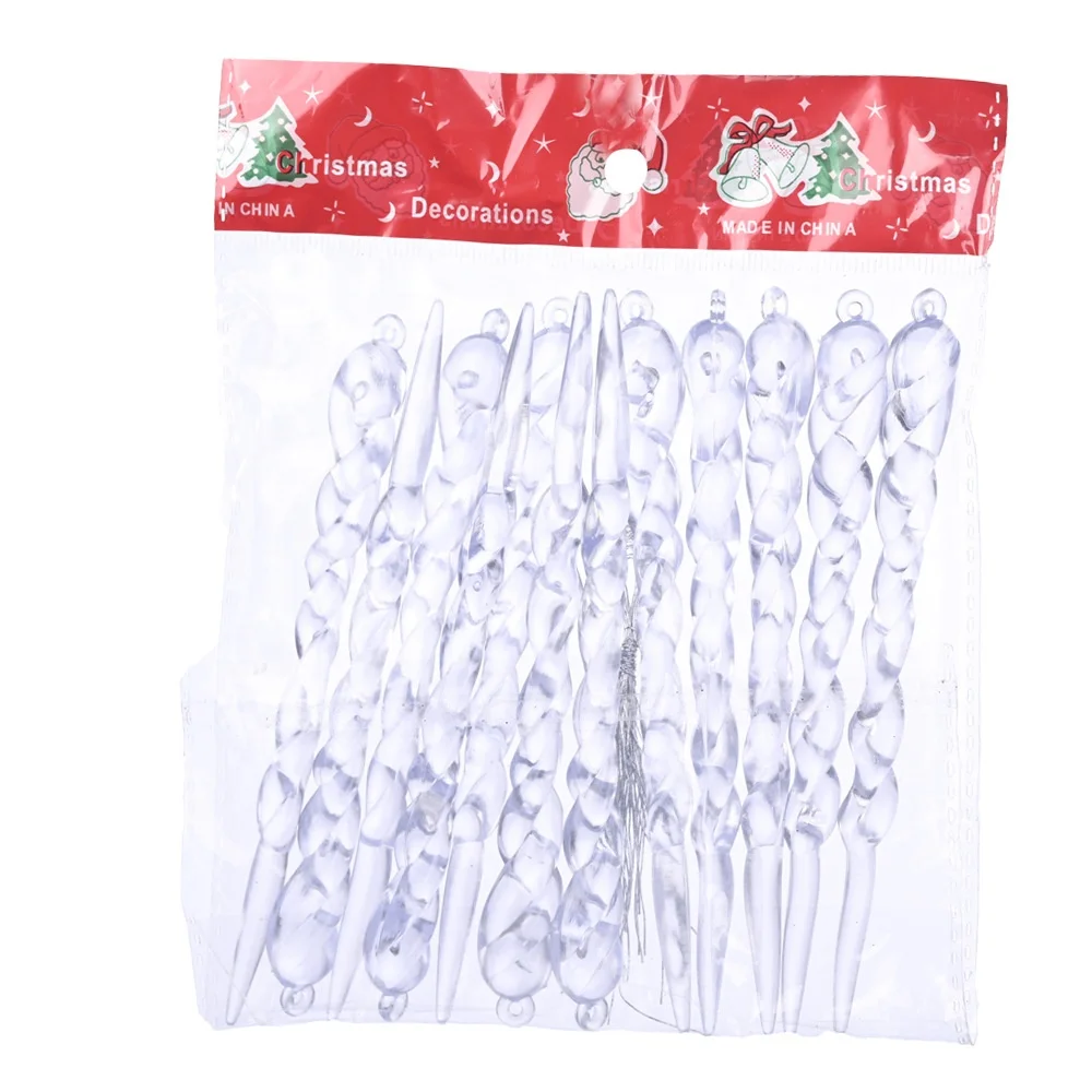 12PCS/set plastic icicle decorations for hanging Christmas tree decoration imaginative Transparent ice strip pendant design