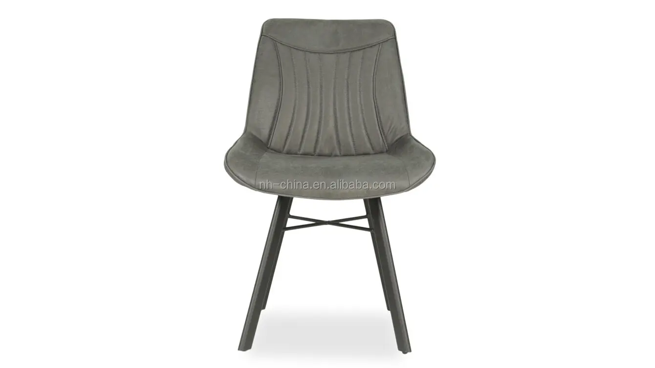 Durable steel leg restaurant grey leather dining chair