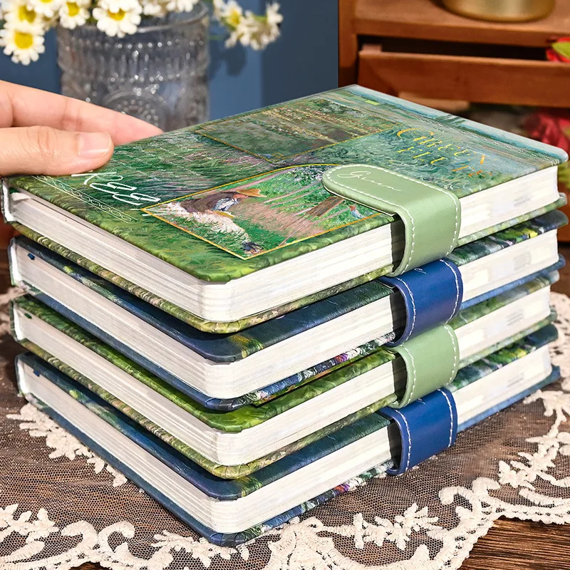 Famous painting planner vintage oil painting Magnetic Buckle Notebook College 3D Inner pages Van Gogh Hardcover Notebook