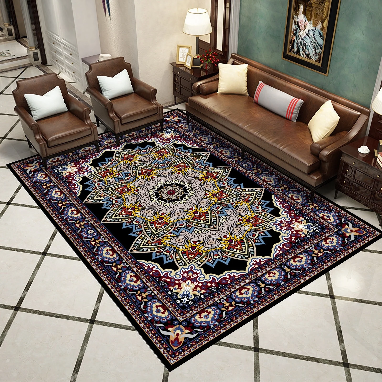 
Persian design living room polyester 3D printed carpet 