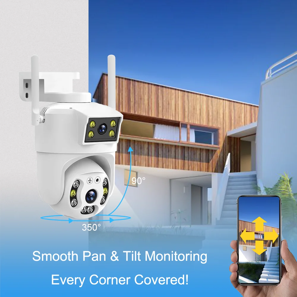 2023 V380 4mp Outdoor 4G Dual Lens Network Ptz Camera cctv 4mp Auto Tracking Waterproof Security 4G Dual Lens Network Camera 4G