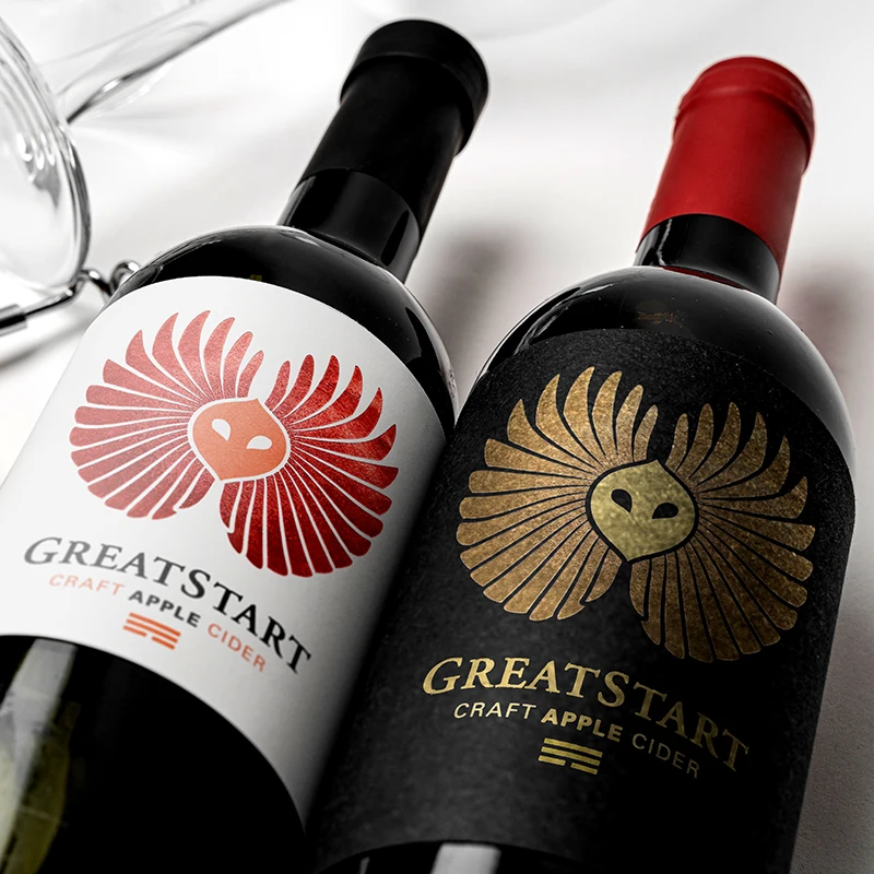 Printing Red Wine Bottle Logo Stickers Beer Waterproof Hot Stamping Gold Foil White Wine Sticker Custom Private Label Wine