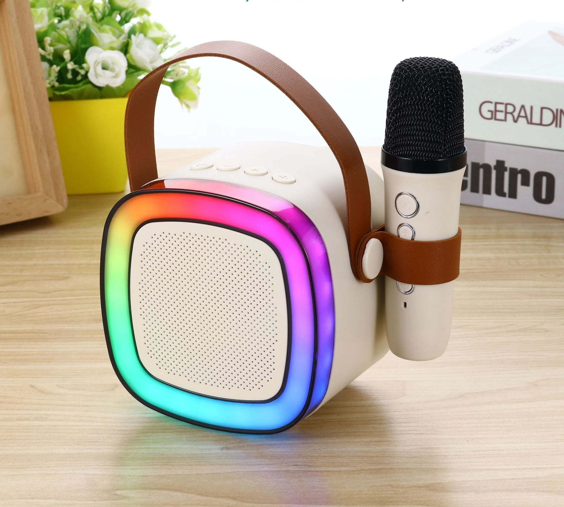 Hot selling KTV Audio portable mini wireless Bluetooth speaker with karaoke microphone outdoors