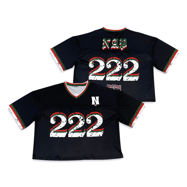 Custom Football Jersey American Street Style Sublimation Mesh Design Fashion Boxy Fit Shirts