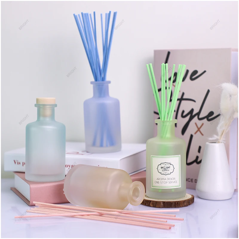 Glass Bottles and Gift Box Glass Reed Diffuser Empty Bottle Transparent Amber Luxury with Box Packaging 100ml Bright Coriander -