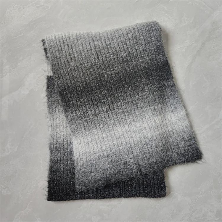 Wholesale Hot Custom Label Womens And Mens Cold Weather Wool Blended Recycled Fabric Knitted Scarf