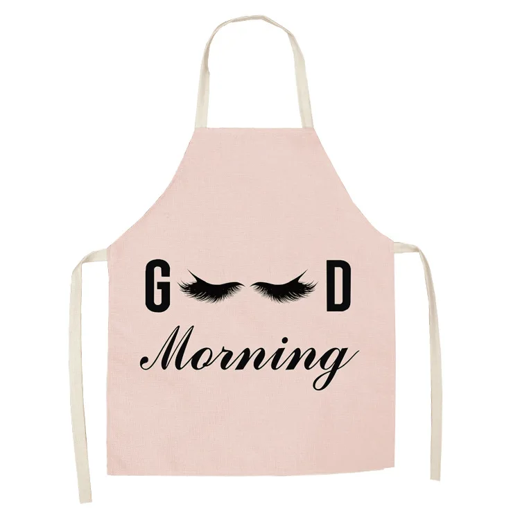 Latest Design Cotton And Linen Sleeveless Apron Printed Eye Lash Pattern Wear-resistant Home Apron