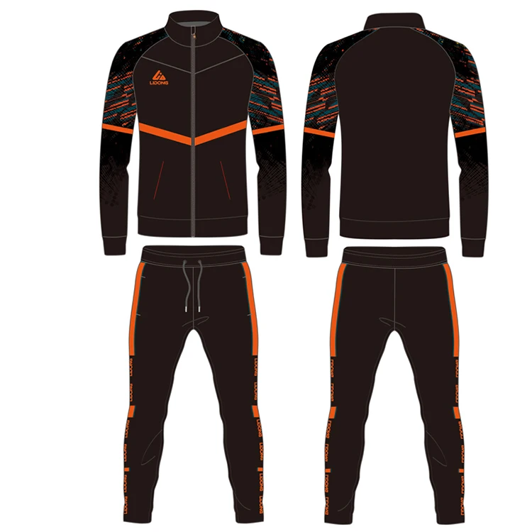 Factory made mens full zipper latest custom design sublimation printing fitness sports tracksuits set