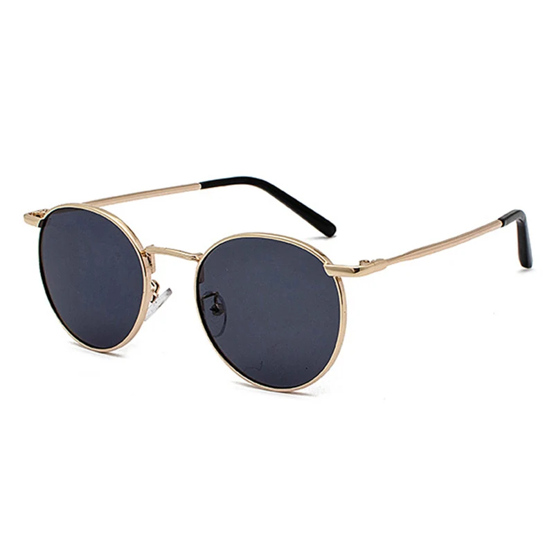 STORY JT9202 Korean Style Women Retro Sun Glasses UV400 Vintage Gold Round Sunglasses Fashion Red Lenses Metal Frame Punk Shades